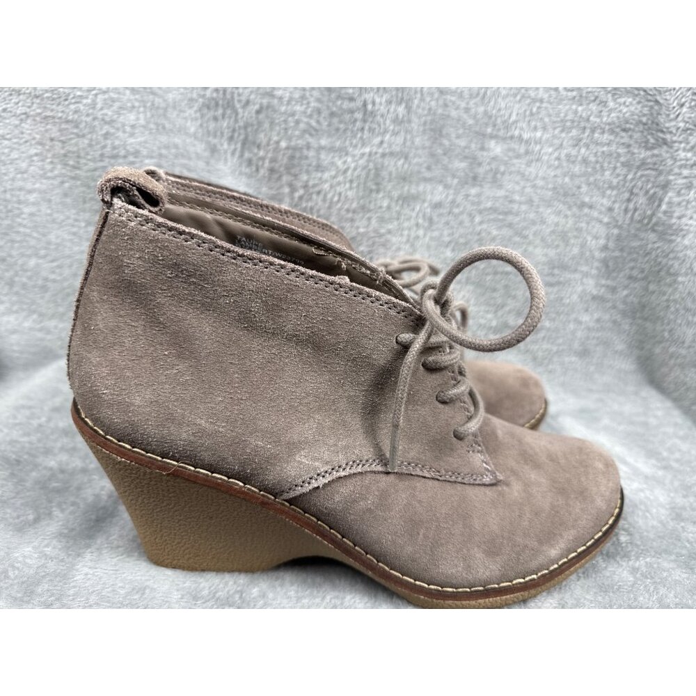 White Mountain Womens 9.5 Gray Suede Lace-Up Wedge Ankle Booties - Picture 2 of 7